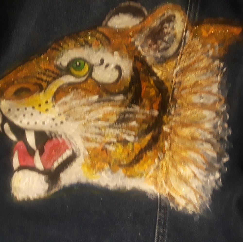 Women's handpainted tiger denim jacket